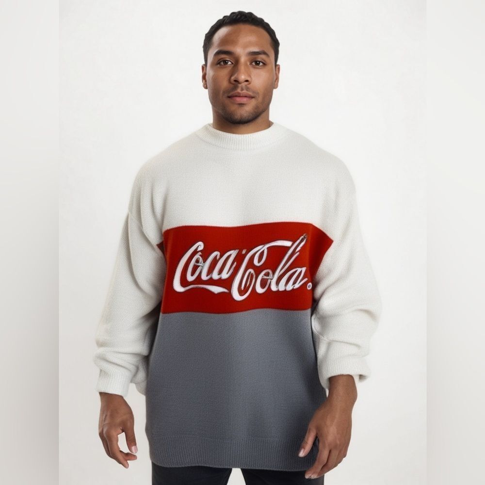 Vintage‎ 1986 Coca Cola Color Block Men's Sweater -- L